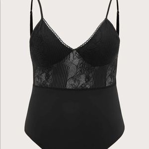 Lace spaghetti strap bodysuit